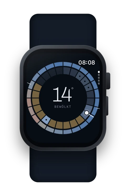 Eckige Smartwatch mit Tagesring