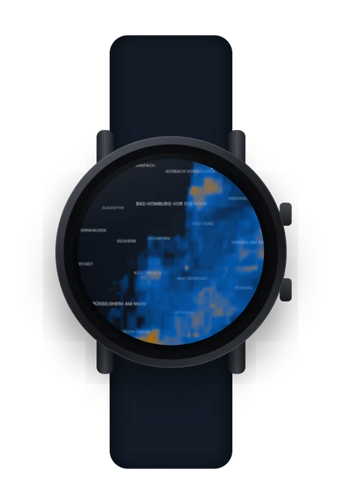 Runde Smartwatch mit Live-Regenradar