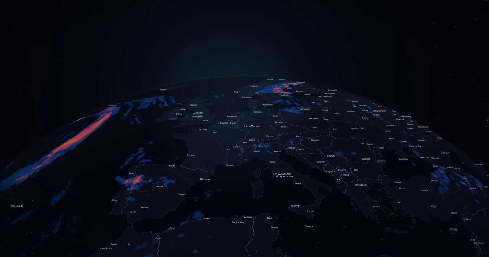 Live-Wetterradar weltweit auf dem 3D-Globus – Regen, Gewitter & Niederschlag in Echtzeit
